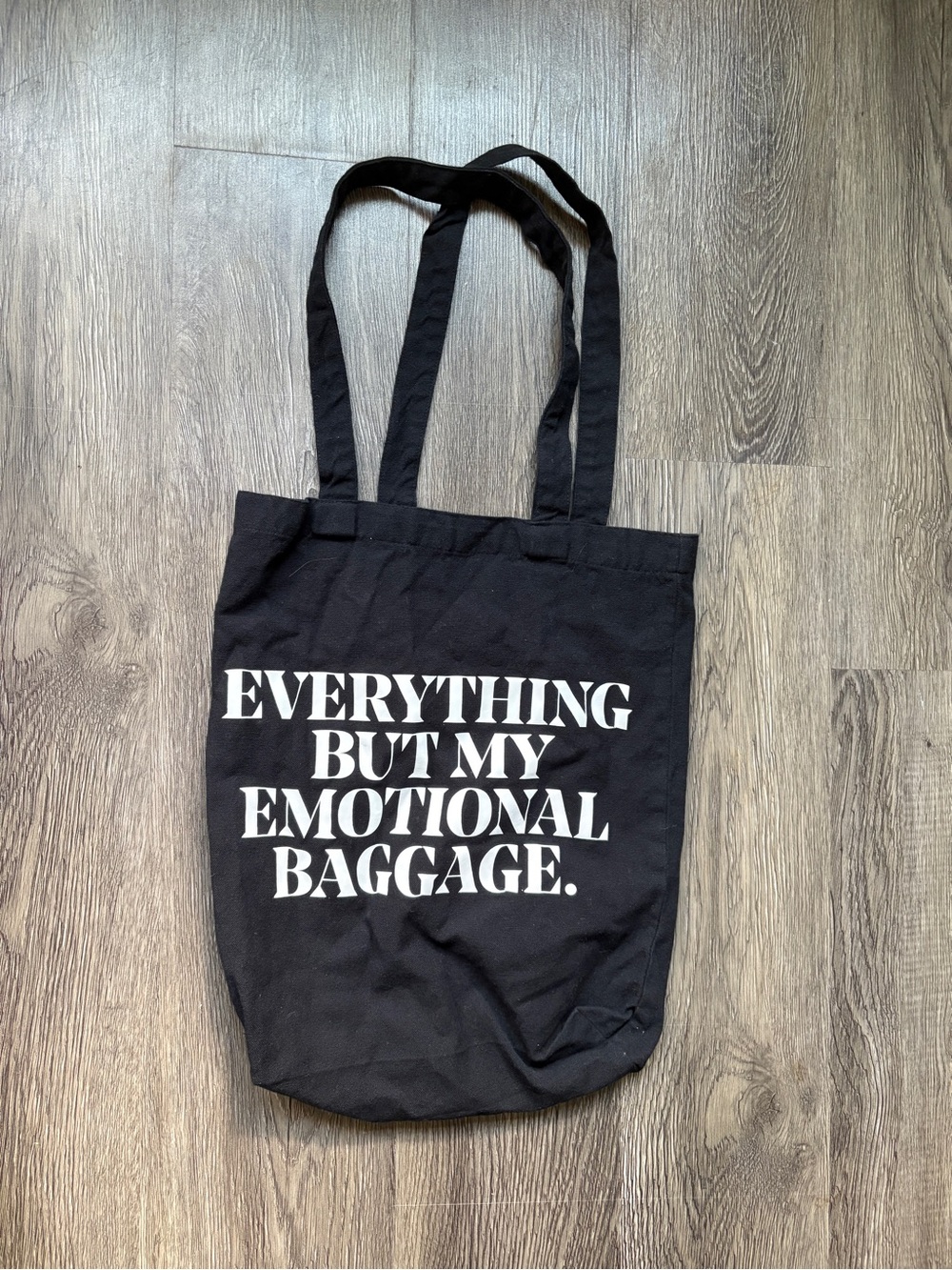 Black Funny Slogan Tote Bag | Emotional Baggage